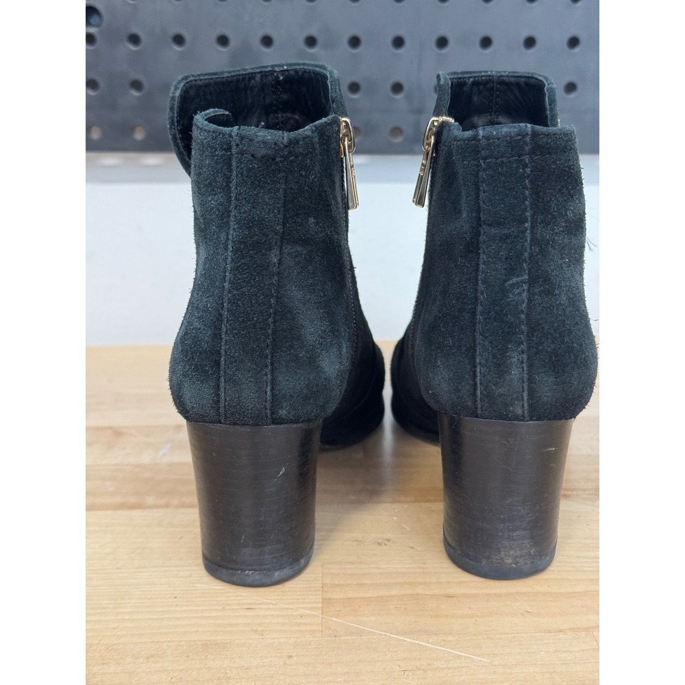 Tory Burch Black Suede Leather Block Heel Ankle Booties Boots Women's Size 7.5M‎ - Picture 3 of 11